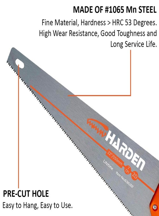 Harden 22" Hand Saw for Wood Cutting, 1605 Mn Steel - 631022 - Image 3